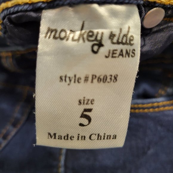 MONKEY RIDE JEANS DARKE BLUE - 3 BUTTON JEANS - JUNIORS SIZE 5 - Picture 10 of 11